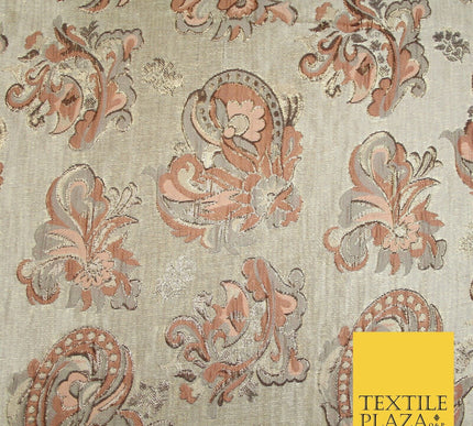 4 COLOURS - Floral Paisley Cluster Textured Brocade Jacquard Dress Fabric 59"