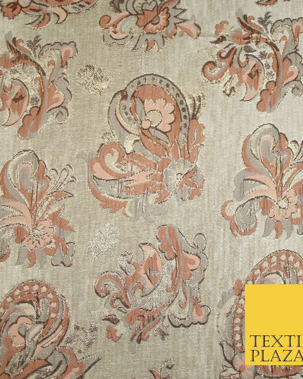 4 COLOURS - Floral Paisley Cluster Textured Brocade Jacquard Dress Fabric 59"