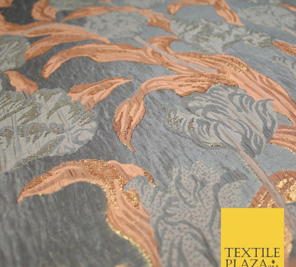 5 COLOURS - Large Leafy Tulip Creased Textured Brocade Jacquard Dress Fabric 59"