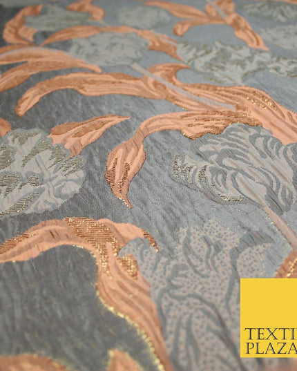 5 COLOURS - Large Leafy Tulip Creased Textured Brocade Jacquard Dress Fabric 59"