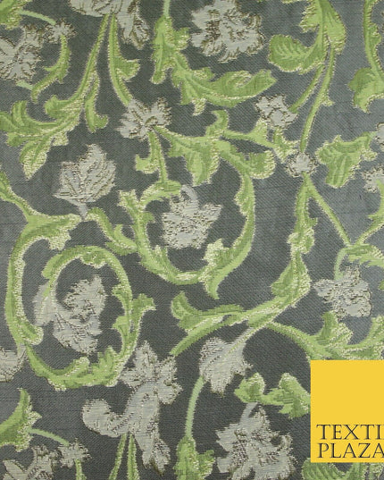 6 COLOURS Grey Ornamental Floral Vine Textured Brocade Jacquard Dress Fabric 59"