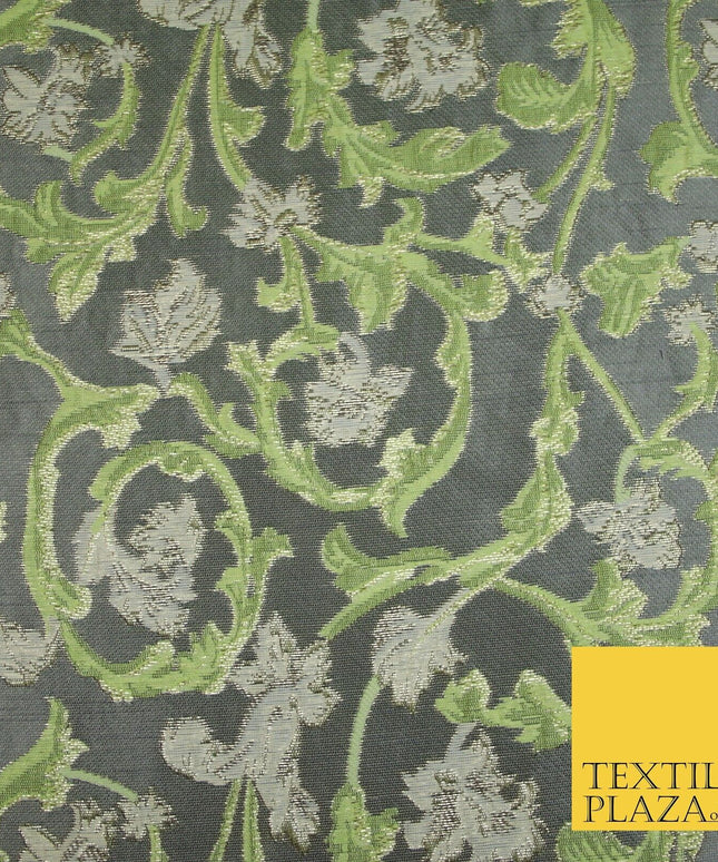 6 COLOURS Grey Ornamental Floral Vine Textured Brocade Jacquard Dress Fabric 59"