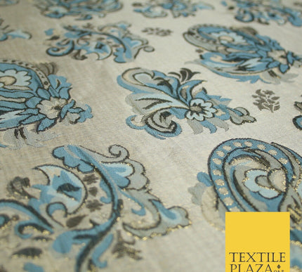 4 COLOURS - Floral Paisley Cluster Textured Brocade Jacquard Dress Fabric 59"