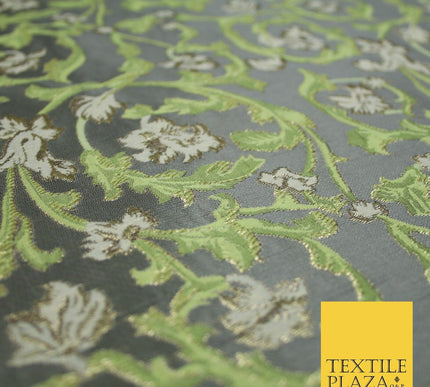 6 COLOURS Grey Ornamental Floral Vine Textured Brocade Jacquard Dress Fabric 59"