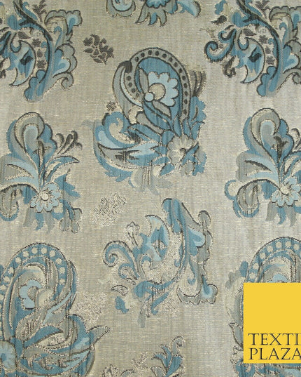 4 COLOURS - Floral Paisley Cluster Textured Brocade Jacquard Dress Fabric 59"