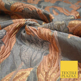 5 COLOURS - Large Leafy Tulip Creased Textured Brocade Jacquard Dress Fabric 59"