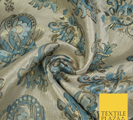 4 COLOURS - Floral Paisley Cluster Textured Brocade Jacquard Dress Fabric 59"