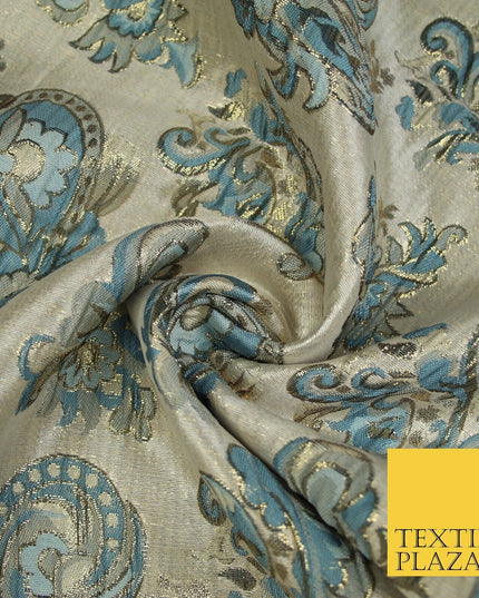4 COLOURS - Floral Paisley Cluster Textured Brocade Jacquard Dress Fabric 59"