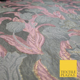 5 COLOURS - Large Leafy Tulip Creased Textured Brocade Jacquard Dress Fabric 59"