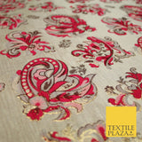 4 COLOURS - Floral Paisley Cluster Textured Brocade Jacquard Dress Fabric 59"