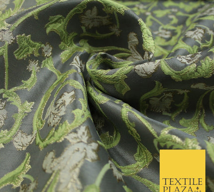 6 COLOURS Grey Ornamental Floral Vine Textured Brocade Jacquard Dress Fabric 59"