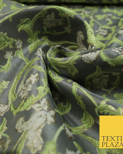 6 COLOURS Grey Ornamental Floral Vine Textured Brocade Jacquard Dress Fabric 59"