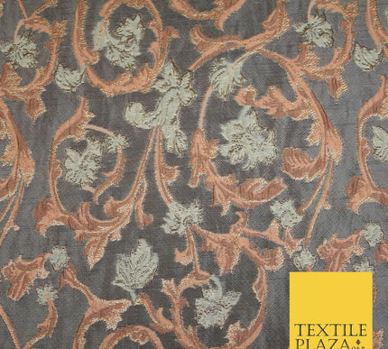 6 COLOURS Grey Ornamental Floral Vine Textured Brocade Jacquard Dress Fabric 59"
