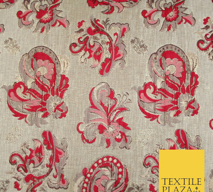 4 COLOURS - Floral Paisley Cluster Textured Brocade Jacquard Dress Fabric 59"