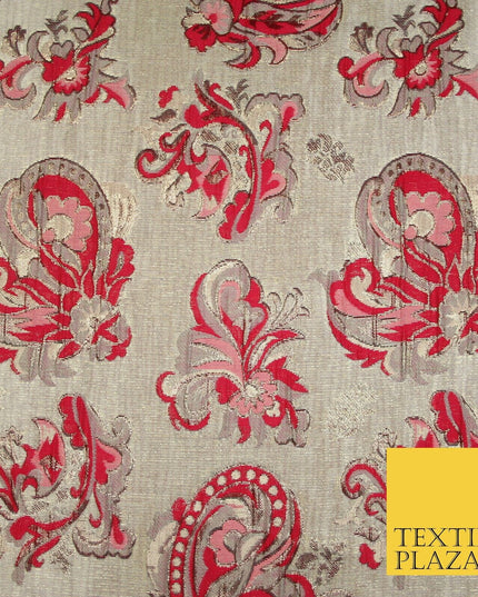 4 COLOURS - Floral Paisley Cluster Textured Brocade Jacquard Dress Fabric 59"