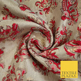4 COLOURS - Floral Paisley Cluster Textured Brocade Jacquard Dress Fabric 59"