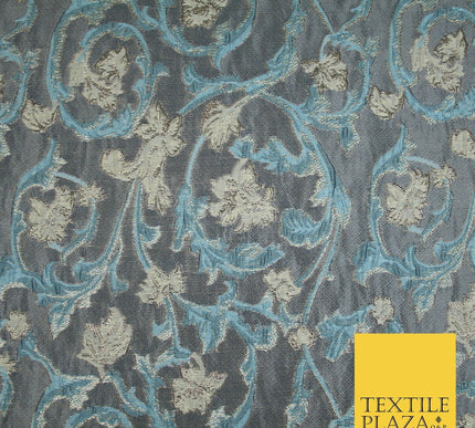 6 COLOURS Grey Ornamental Floral Vine Textured Brocade Jacquard Dress Fabric 59"