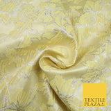 5 COLOURS - Silver Metallic Ornate Floral Brocade Jacquard Dress Fabric 59" Wide
