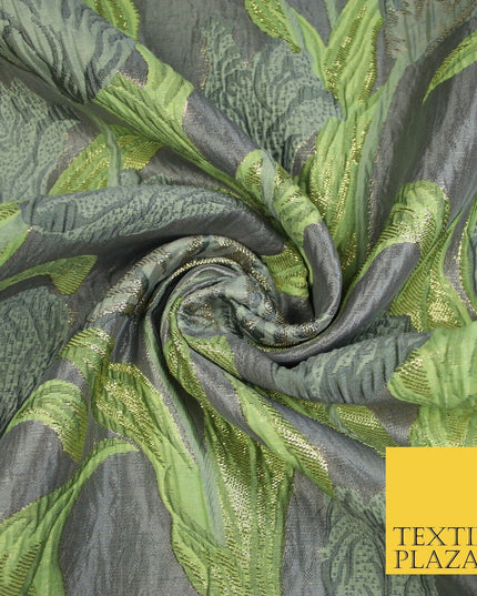 5 COLOURS - Large Leafy Tulip Creased Textured Brocade Jacquard Dress Fabric 59"