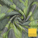 5 COLOURS - Large Leafy Tulip Creased Textured Brocade Jacquard Dress Fabric 59"