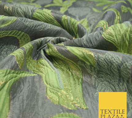 5 COLOURS - Large Leafy Tulip Creased Textured Brocade Jacquard Dress Fabric 59"