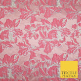 5 COLOURS - Silver Metallic Ornate Floral Brocade Jacquard Dress Fabric 59" Wide