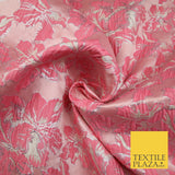 5 COLOURS - Silver Metallic Ornate Floral Brocade Jacquard Dress Fabric 59" Wide
