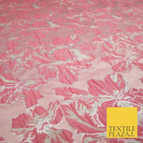 5 COLOURS - Silver Metallic Ornate Floral Brocade Jacquard Dress Fabric 59" Wide