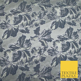 5 COLOURS - Silver Metallic Ornate Floral Brocade Jacquard Dress Fabric 59" Wide