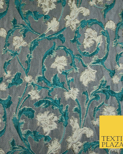 6 COLOURS Grey Ornamental Floral Vine Textured Brocade Jacquard Dress Fabric 59"