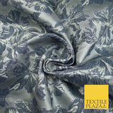 5 COLOURS - Silver Metallic Ornate Floral Brocade Jacquard Dress Fabric 59" Wide