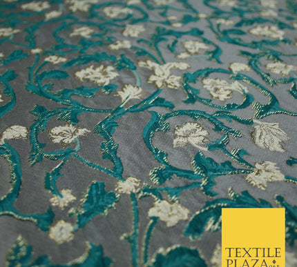 6 COLOURS Grey Ornamental Floral Vine Textured Brocade Jacquard Dress Fabric 59"