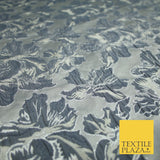 5 COLOURS - Silver Metallic Ornate Floral Brocade Jacquard Dress Fabric 59" Wide
