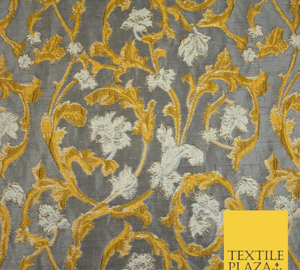 6 COLOURS Grey Ornamental Floral Vine Textured Brocade Jacquard Dress Fabric 59"