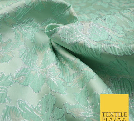 5 COLOURS - Silver Metallic Ornate Floral Brocade Jacquard Dress Fabric 59" Wide
