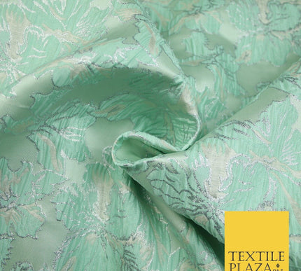 5 COLOURS - Silver Metallic Ornate Floral Brocade Jacquard Dress Fabric 59" Wide