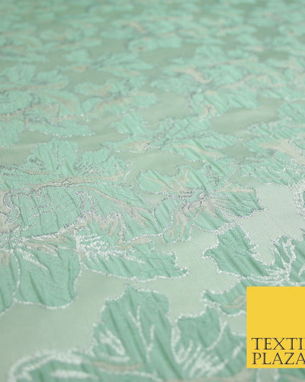 5 COLOURS - Silver Metallic Ornate Floral Brocade Jacquard Dress Fabric 59" Wide