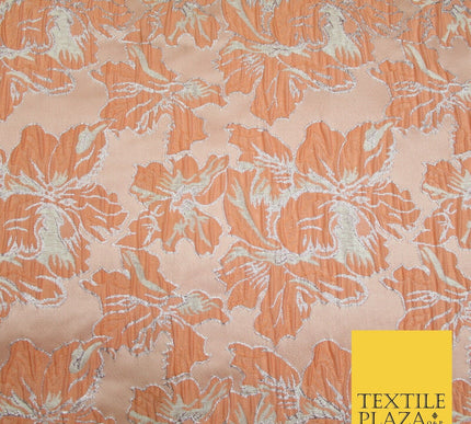 5 COLOURS - Silver Metallic Ornate Floral Brocade Jacquard Dress Fabric 59" Wide