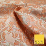 5 COLOURS - Silver Metallic Ornate Floral Brocade Jacquard Dress Fabric 59" Wide