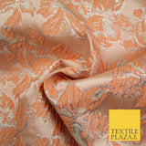 5 COLOURS - Silver Metallic Ornate Floral Brocade Jacquard Dress Fabric 59" Wide