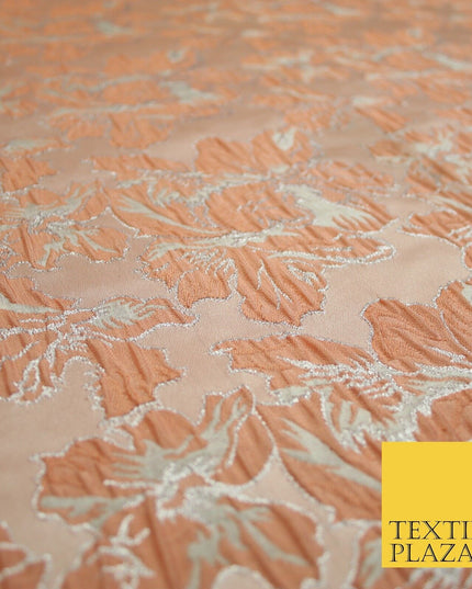 5 COLOURS - Silver Metallic Ornate Floral Brocade Jacquard Dress Fabric 59" Wide