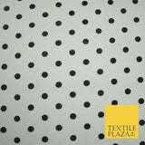 Black & White Spot Polka Dot Printed Power Mesh Net Stretch Dress Fabric 8021