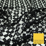 BLACK Luxury Webbed Geometric Guipure Lace Dress Fabric Wedding Bridal 8016
