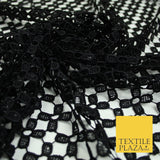 BLACK Luxury Webbed Geometric Guipure Lace Dress Fabric Wedding Bridal 8016