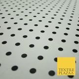 Black & White Spot Polka Dot Printed Power Mesh Net Stretch Dress Fabric 8021