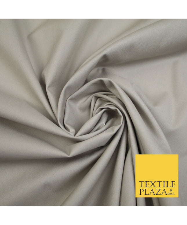 LIGHT STONE STRETCH COTTON SATEEN FABRIC Plain Stretch T Shirt Dress Fabric 8017