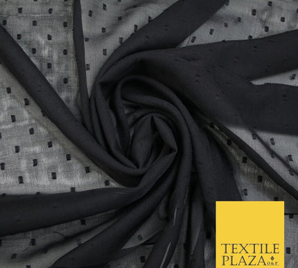 3 COLOURS - Swiss Knot Dot Dobby Sheer Georgette Chiffon Dress Fabric 44"