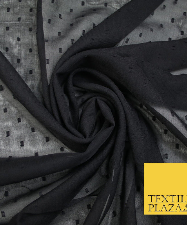 3 COLOURS - Swiss Knot Dot Dobby Sheer Georgette Chiffon Dress Fabric 44"