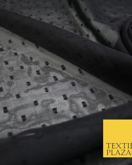 3 COLOURS - Swiss Knot Dot Dobby Sheer Georgette Chiffon Dress Fabric 44"
