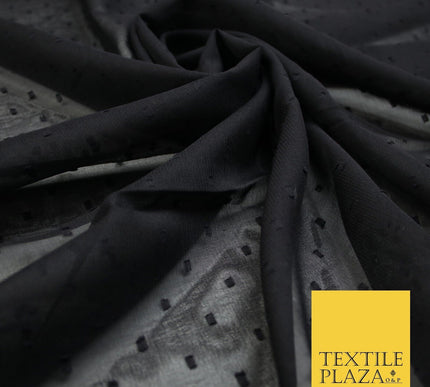 3 COLOURS - Swiss Knot Dot Dobby Sheer Georgette Chiffon Dress Fabric 44"